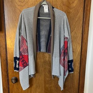 Tribal Gray and Red Patterned Cardigan